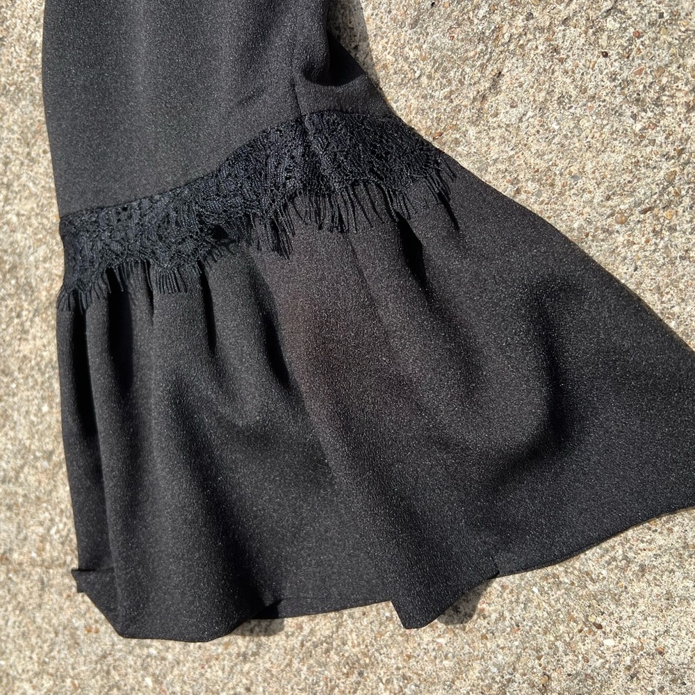 Karl Lagerfeld black satin bell 3/4 sleeve top M - Picture 5 of 6